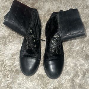 All Saints Pony hair lace up combat boot